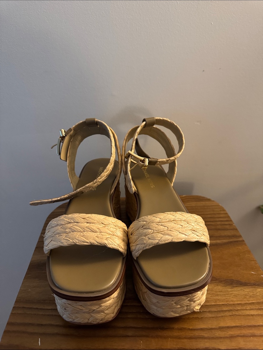 Women's Beige Braided Platform Sandals - Michael Kors